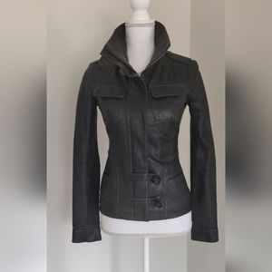 Fitted super soft black leather jacket
